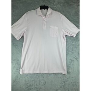 CRICKET Mens Pink Short Sleeve Polo shirt Size L Polyester Pima Cotton Pocket